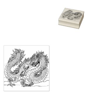 Eastern Style Pearl Dragon Rubber Stamp