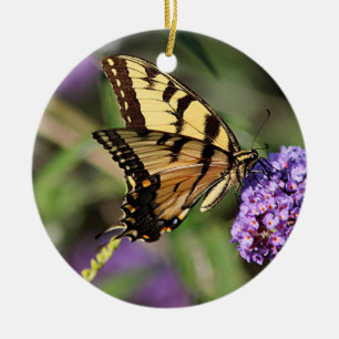 Eastern tiger swallowtail butterfly profile ceramic ornament