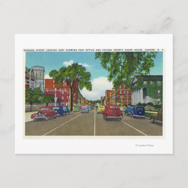 Eastern View of Genesee Street Postcard (Front)