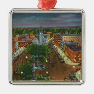 Eastern View of Public Square, Town Clock Metal Ornament