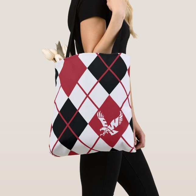 Eastern Washington University Argyle Tote Bag (Close Up)