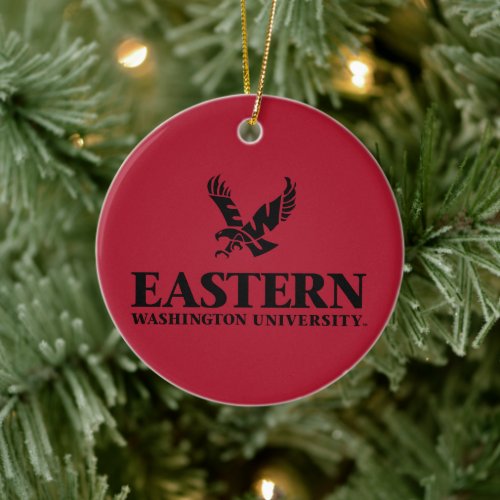 Eastern Washington University Logo Ceramic Ornament