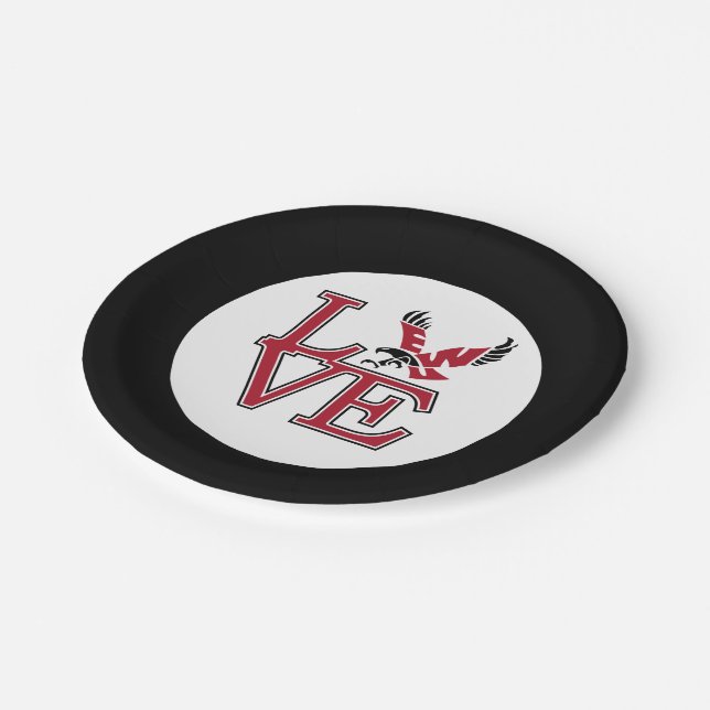 Eastern Washington University Love Paper Plates (Angled)