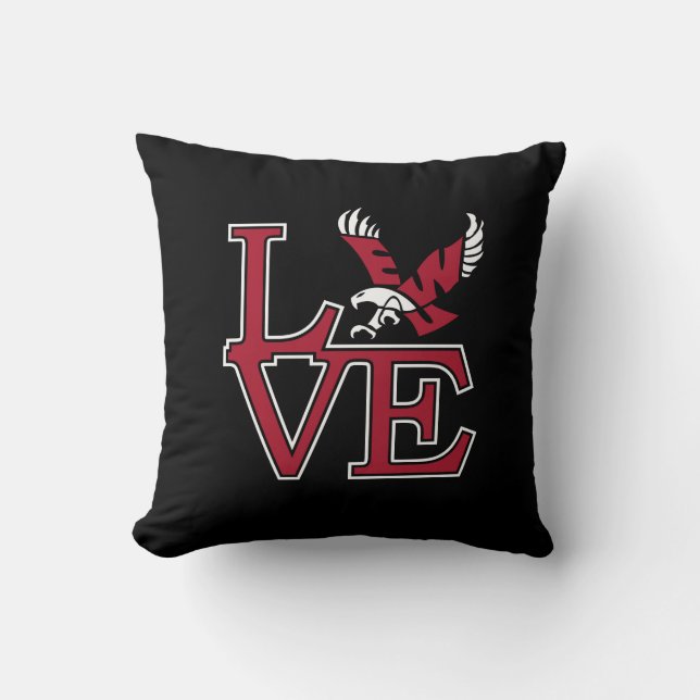 Eastern Washington University Love Throw Pillow (Front)