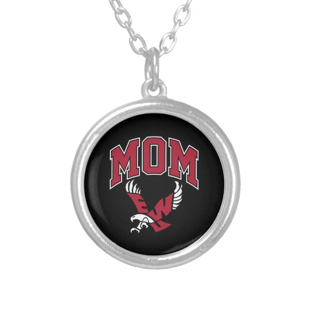 Eastern Washington University Mom Silver Plated Necklace (Front)