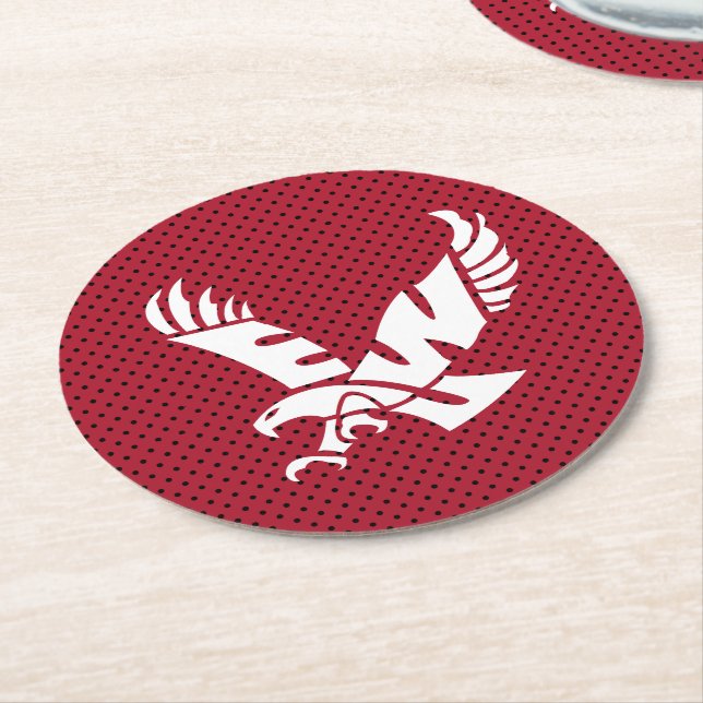 Eastern Washington University Polka Dots Round Paper Coaster (Angled)