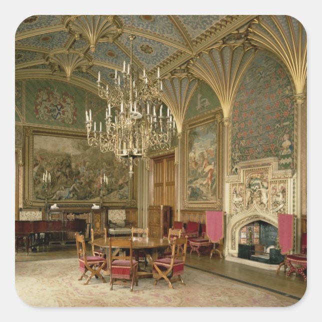 Eastnor Castle, Herefordshire: the drawing Square Sticker (Front)