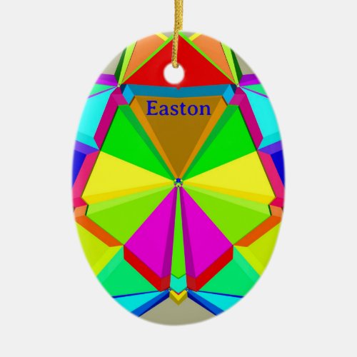 EASTON  EASTER EGG  POLYHEDRON Many Colours  Ceramic Ornament