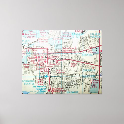 EASTON MD Vintage Map Canvas Print