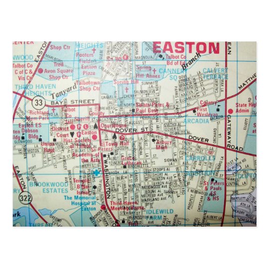 EASTON MD, Vintage Map Postcard | Zazzle.com