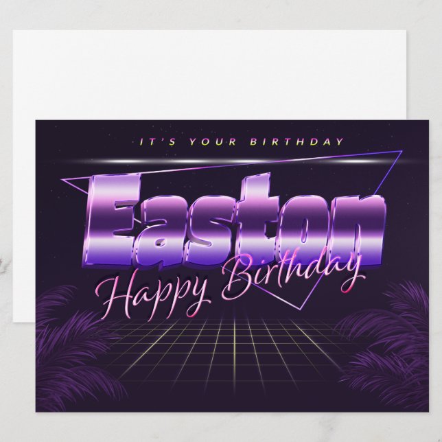 Easton Name First name purla retro card Birthday (Front/Back)