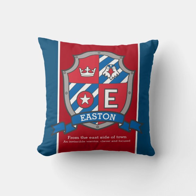 Easton name meaning kid red blue bird cushion (Front)