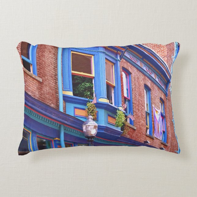 Easton PA - Street With Bay Window Accent Pillow (Front)