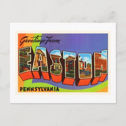Easton Pennsylvania PA Old Vintage Travel Souvenir Postcard