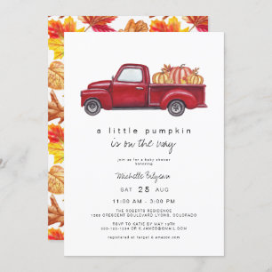 Easton - Red Truck Fall Pumpkin Baby Shower Invitation
