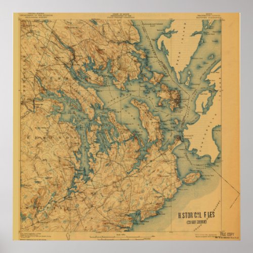 Eastport and Lubec Maine Vintage Map Poster