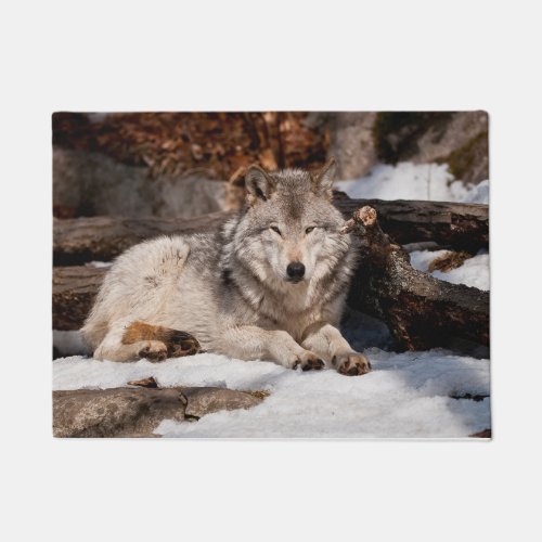 Easttern Gray Wolf Doormat