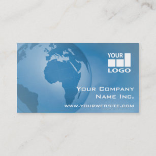 Easy Add Your Logo Global Corporate Blue Business Card