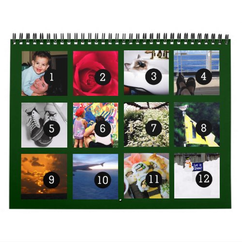 Easy as 1 to 12 Your Own Green 2024 Photo Calendar