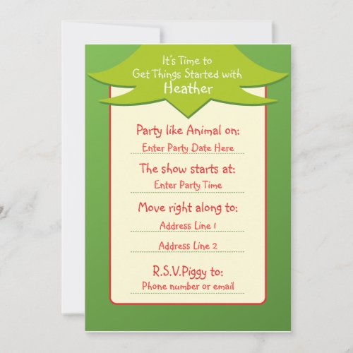 Easy Being Green Birthday Invitations
