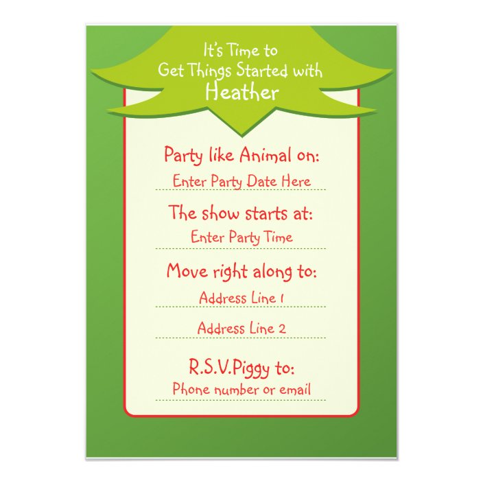 Easy Being Green Birthday Invitations Zazzle Easy Being Green Birthday Invitations