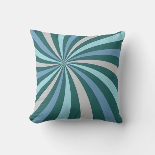 Easy Blues and Green Lollipop Swirl Outdoor Pillow