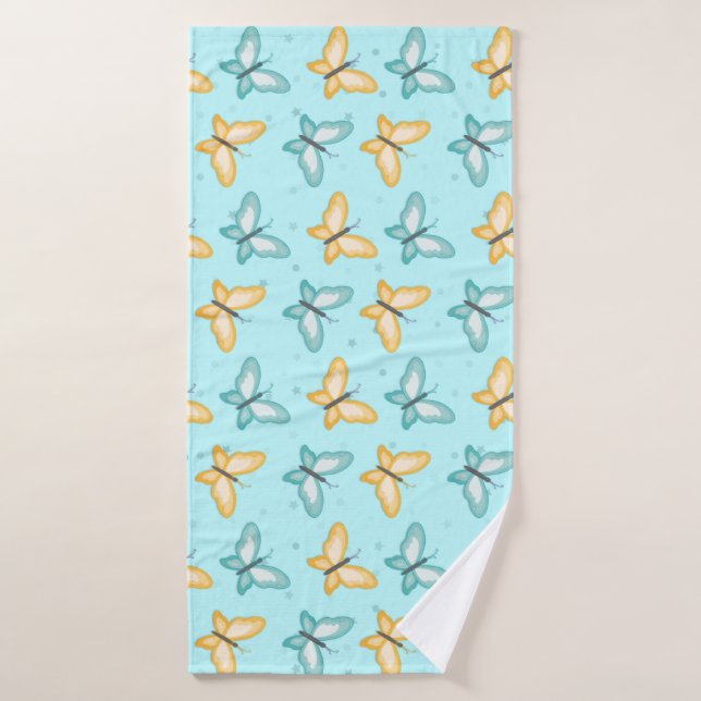 Easy Butterfly Nail Art Bath Towel (Bath Towel)