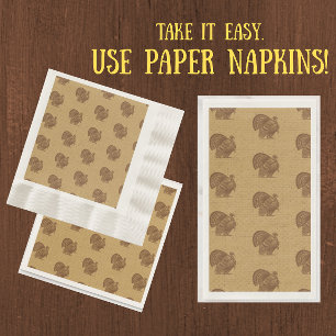 Easy Care Vintage Turkey Rustic Faded Gold Napkins
