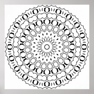 Easy Circular Mandala Coloring Page Bold Rings Poster