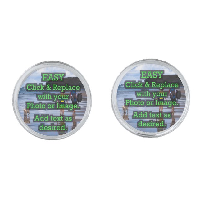 Easy Click & Replace Image to Create Your Own Cufflinks (Front)