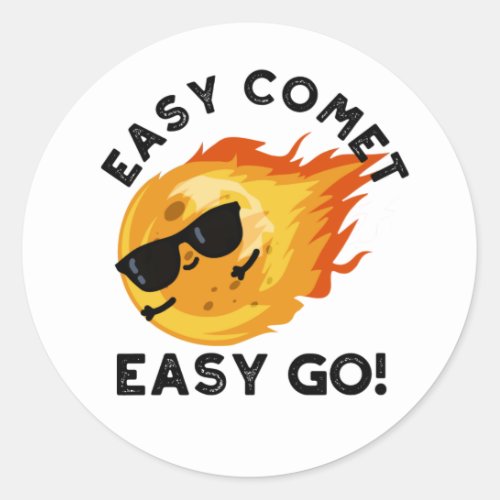 Easy Comet Easy Go Funny Astronomy Pun Classic Round Sticker