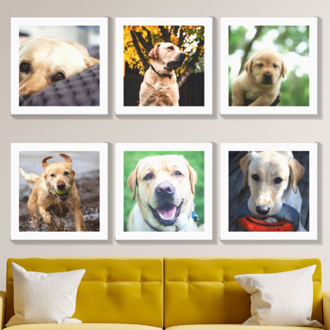 Easy Create Your Personalized 6 Photographs Canvas Photo Tile (Living Room)