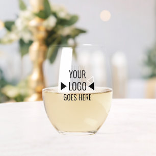 Easy Custom Corporate Business Logo Front And Back Stemless Wine Glass