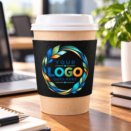 Easy Custom Corporate Business Logo On Black Coffee Cup Sleeve