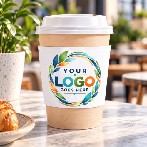 Easy Custom Corporate Business Logo On White Coffee Cup Sleeve