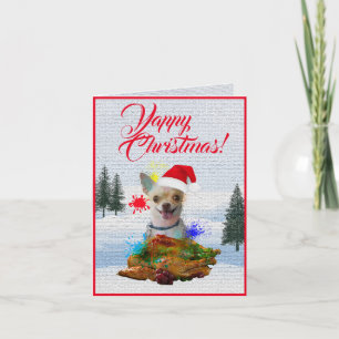 Easy Custom Cute Chihuahua Dog Yappy Xmas Card