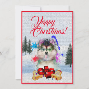 Easy Custom Funny Pomsky Dog Christmas Card