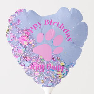 Easy Custom Happy Birthday Dog Paw Print Balloon