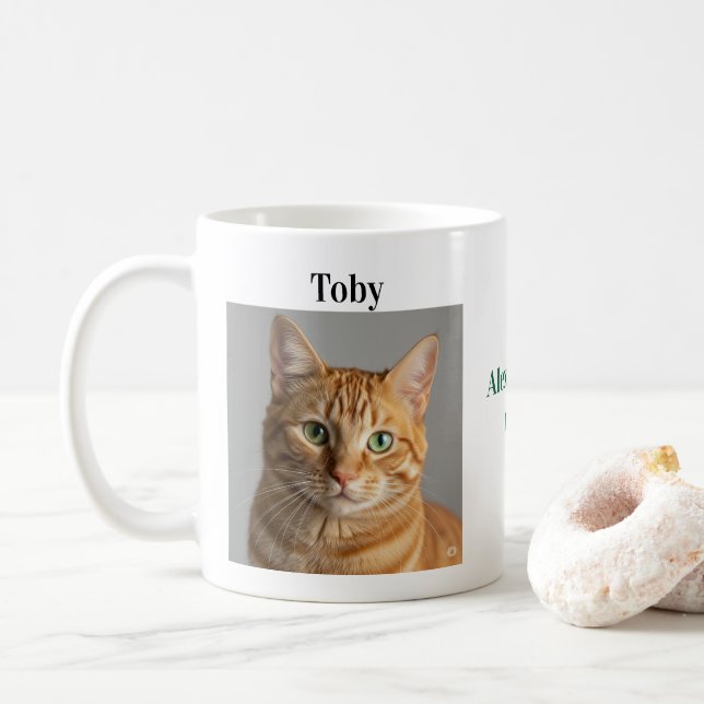 Easy Customization Pet Photo Name Pet Lover gift Coffee Mug (With Donut)