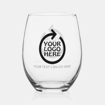 Easy Design Unique Business Personalized Logo Stemless Wine Glass by Ricaso_Intros at Zazzle