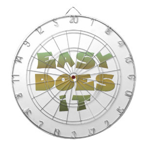 Easy Does It Recovery Slogan Quote Green Gold Text Dart Board