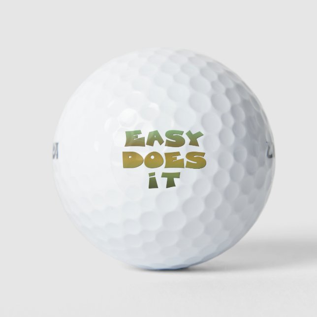 Easy Does It Slogan Green Gold Golf Balls (Front)