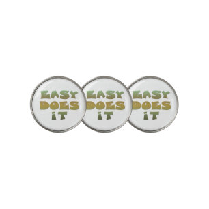 Easy Does It Slogan Green Gold Golf Balls Ball Marker