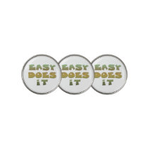 Easy Does It Slogan Green Gold Golf Balls Golf Ball Marker