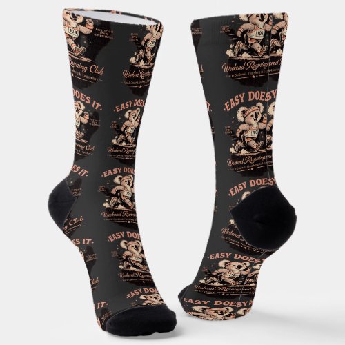 Easy Does It Weekend Running Club Retro Koala Tee Socks