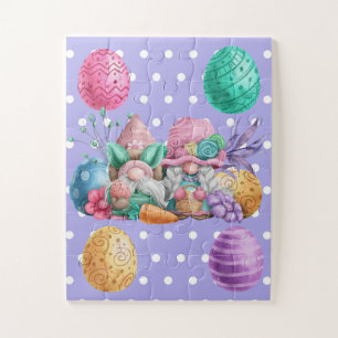 Easy Easter Gnome and Easter Eggs Jigsaw Puzzle