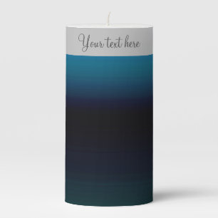 Easy Edit Elegant Script Casual Ombre Blue Green Pillar Candle