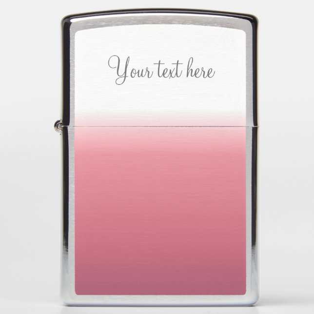 Easy Edit Elegant Script Casual Ombre Pink White Zippo Lighter (Front)