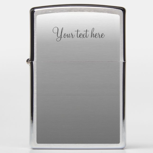 Easy Edit Elegant Script Casual Ombre Silver Grey Zippo Lighter (Front)