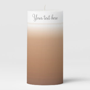 Easy Edit Elegant Script Casual Ombre Tan Beige Pillar Candle